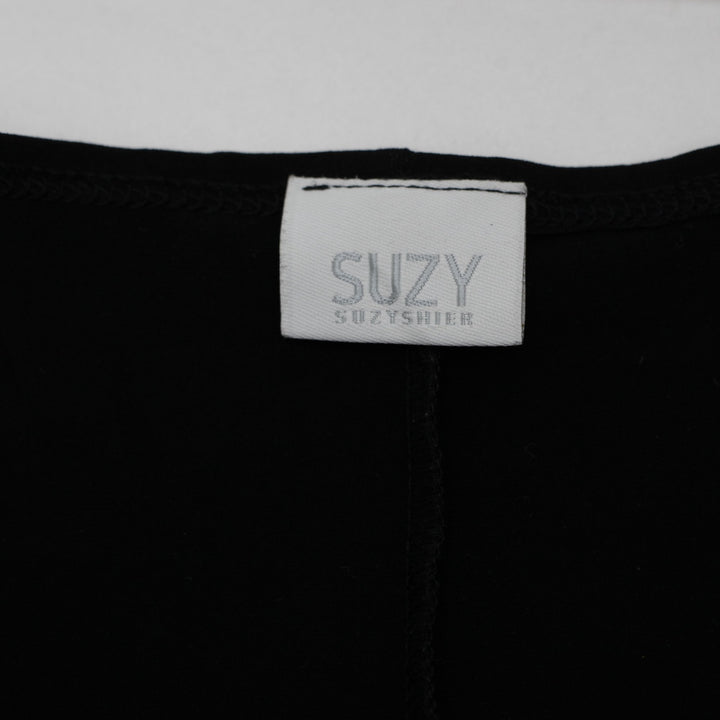 Y2K Ladies Suzy Shier Black Asymmetric Cap Sleeve Top
