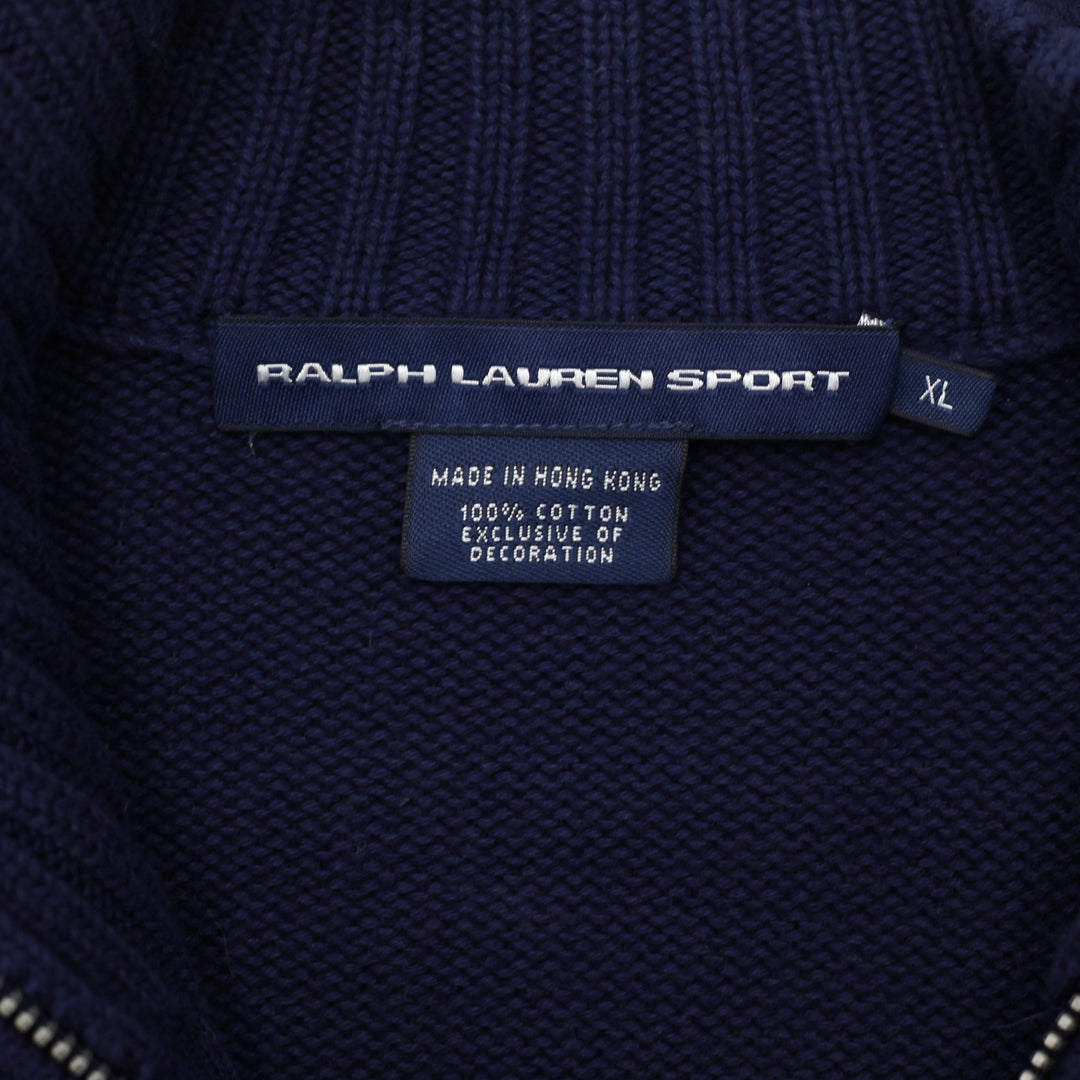 Vintage Ralph Lauren Sport Sweater Navy Full Zip Cotton XL | Migration_Jumper & Knitwear RL Collection - Back | Fashion Rerun