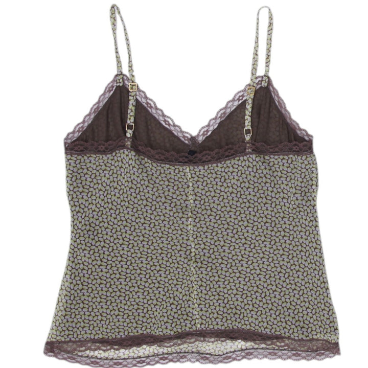Y2K Ladies Express Camisole Brown Lace Floral Stretchable Size L