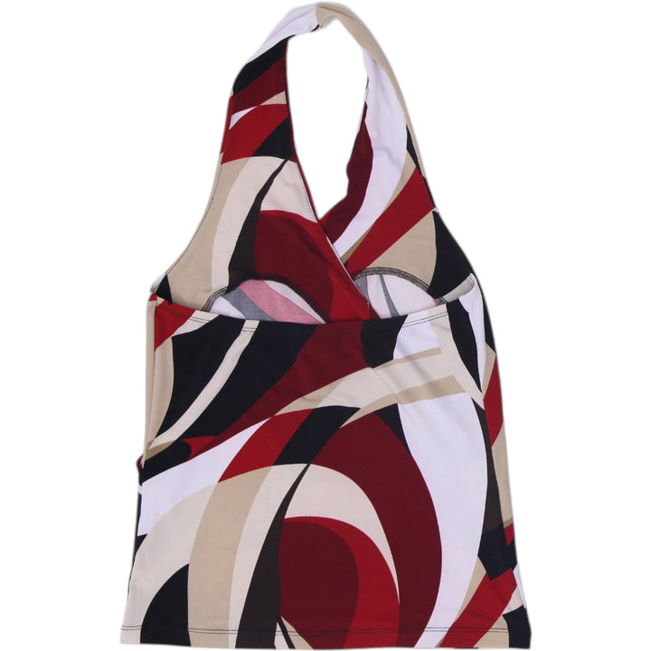 Y2K Ladies New York & Company Abstract Swirl Halter Top Geometric Print Size XS
