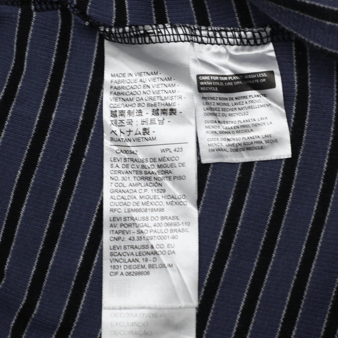Y2K Ladies Stripe Fine Ribbed Short Sleeve Tee Size S