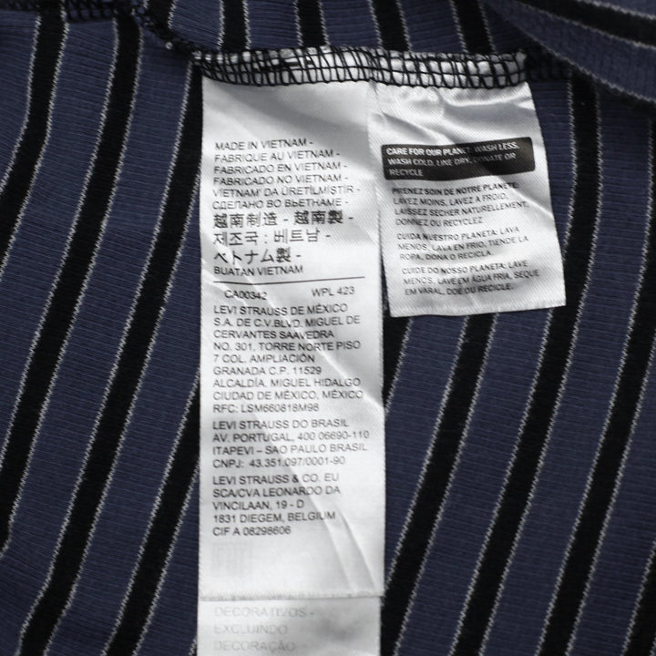 Y2K Ladies Stripe Fine Ribbed Short Sleeve Tee Size S