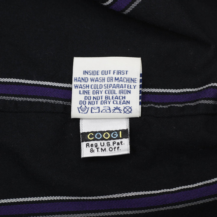 Coogi Gold Button Embroidered Crest Patch Black Purple Stripe Shirt Size XXL | Migration_Shirts - View 7 | Fashion Rerun