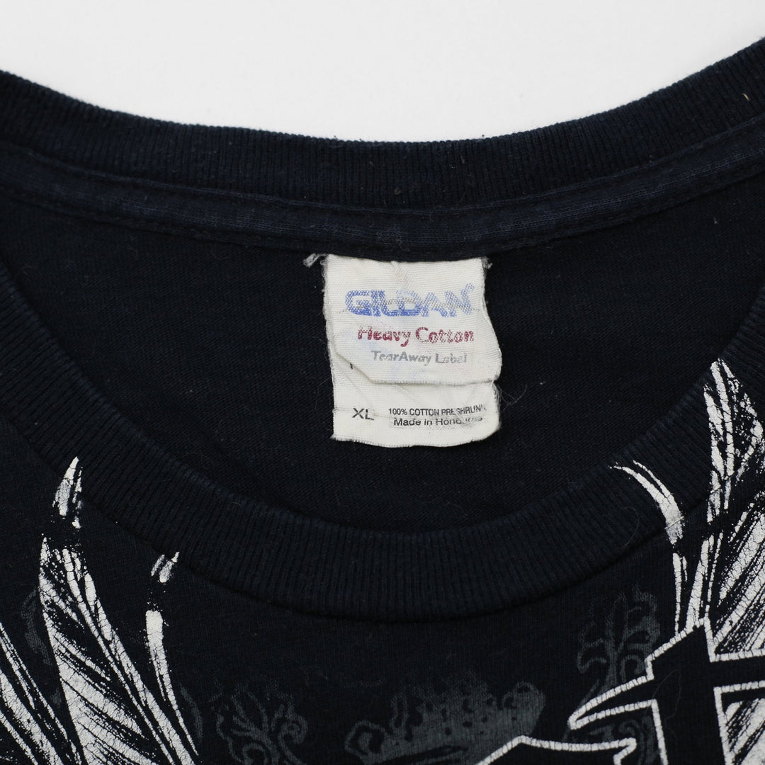 Y2K Mens Gildan Black Salvation Graphic Skulls T-Shirt Size XL