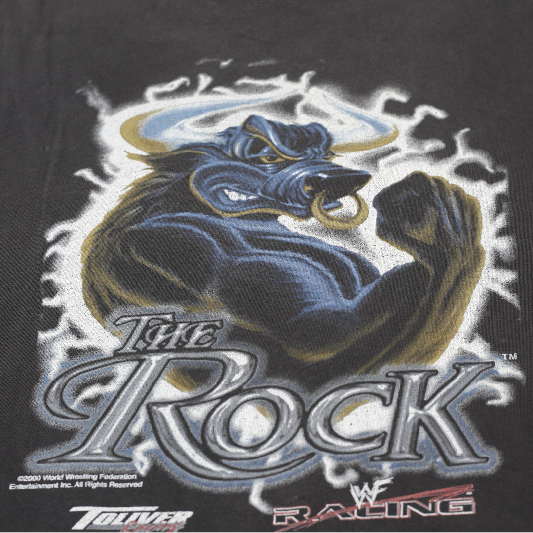 Vintage Mens 2000 WWF The Rock Brahma Bull Toliver Racing T-Shirt