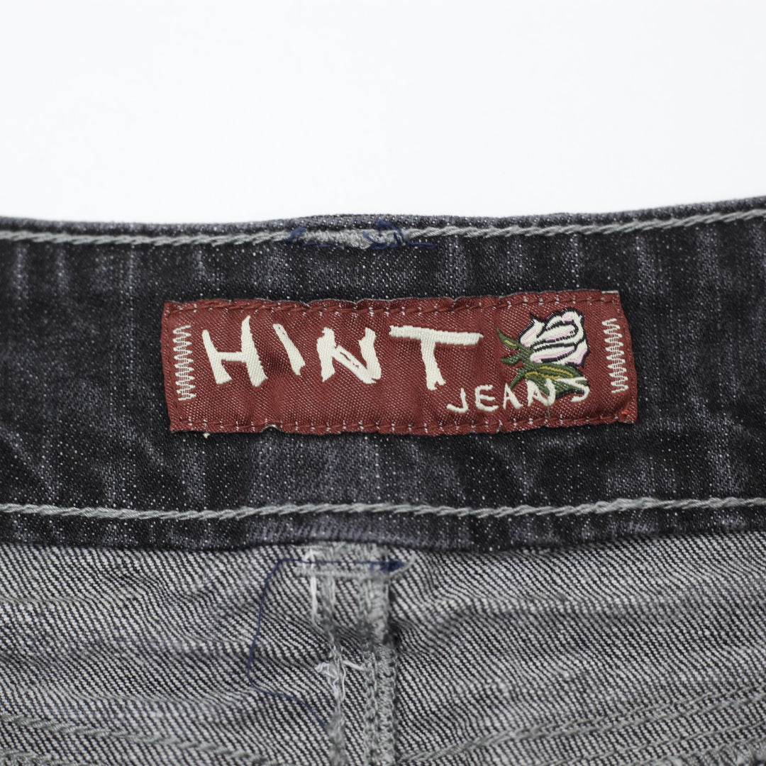 Y2K Ladies HINT Jeans Dark Wash Studded Denim Mini Skirt Size 5
