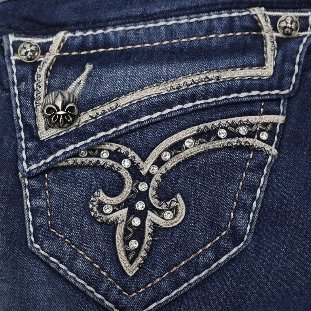 Ladies Rock Revival Johanna  Denim Embroidered Bootcut Jeans Washed Size 26 | Migration_Jeans - View 11 | Fashion Rerun