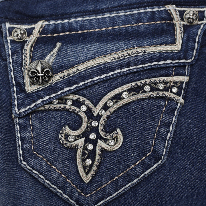 Ladies Rock Revival Johanna  Denim Embroidered Bootcut Jeans Washed Size 26 | Migration_Jeans - View 11 | Fashion Rerun