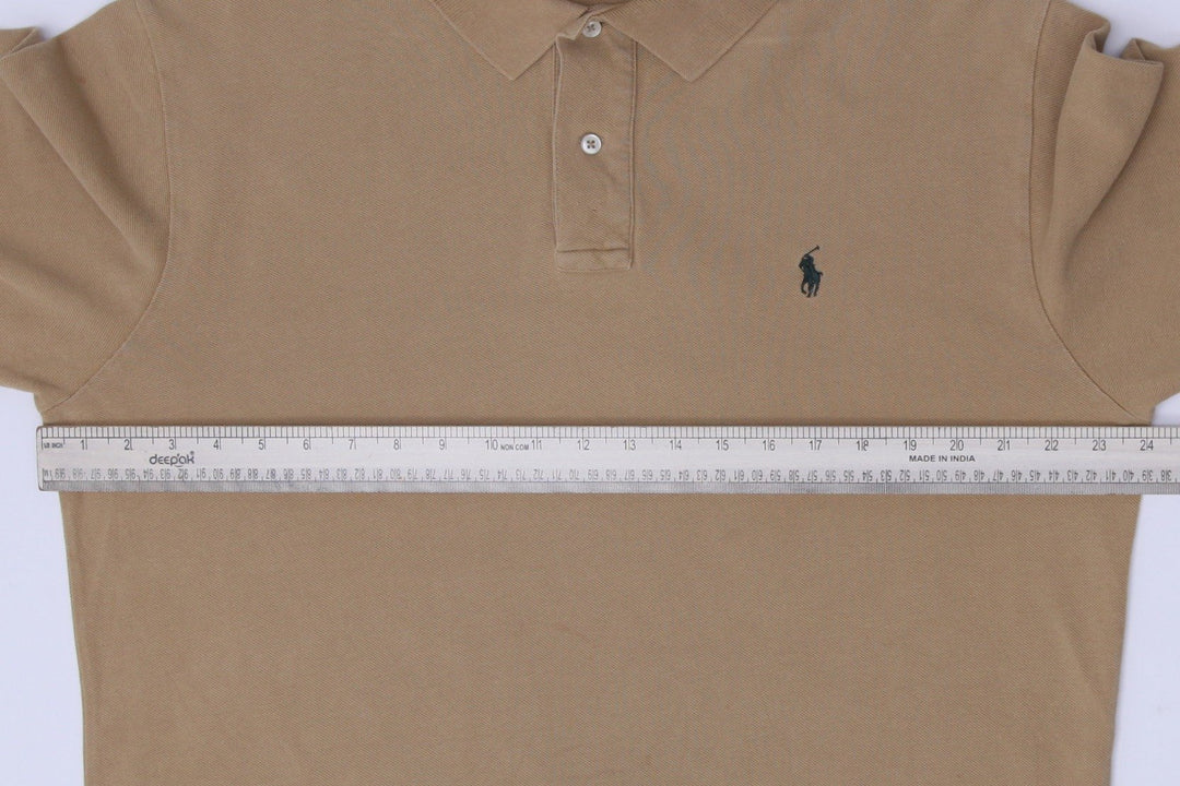 Mens Ralph Lauren Tan Textured Piqué Mesh Long Sleeve with Ribbed Cuffs Size L