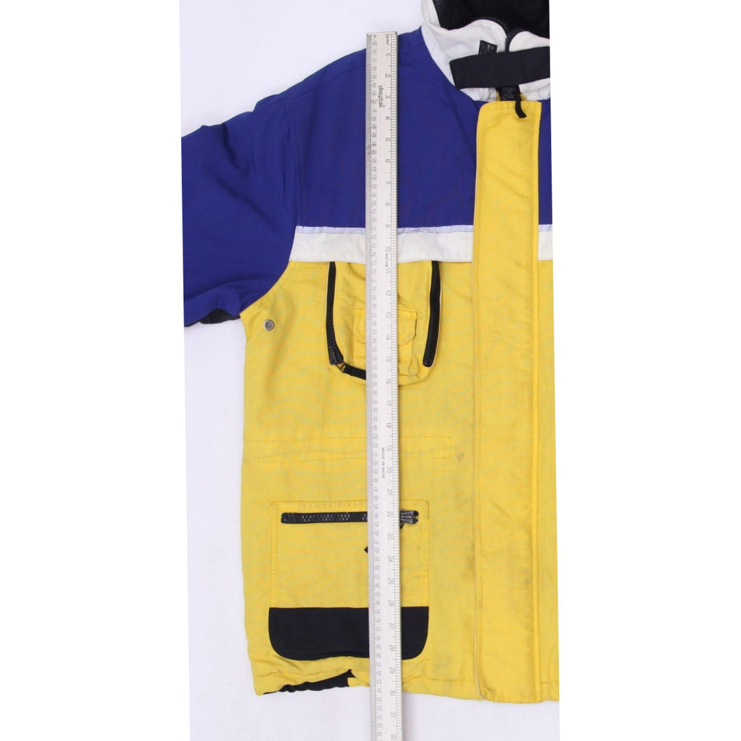 Vintage Chaps Ralph Lauren Puffer Jacket Blue Yellow Multi Pocket M