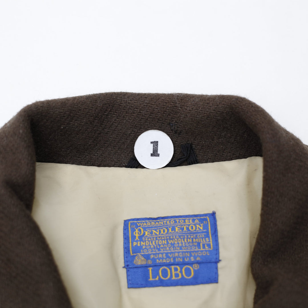 Vintage Pendleton Lobo Brown Wool Made In USA Zipper Jacket Size L | Migration_Jackets - Detail View | Fashion Rerun