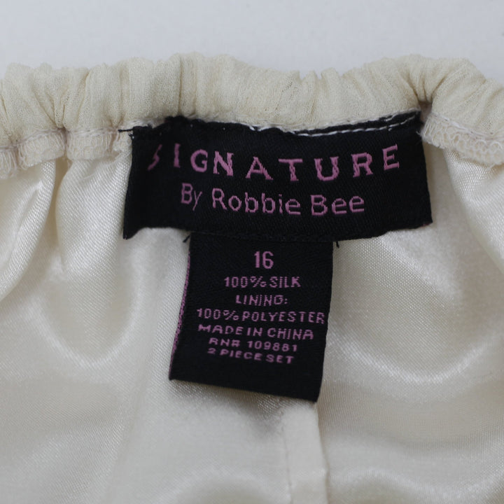 Y2K Ladies Signature by Robbie Bee Cream Layered Ruffle Hem Midi Skirt Size 16
