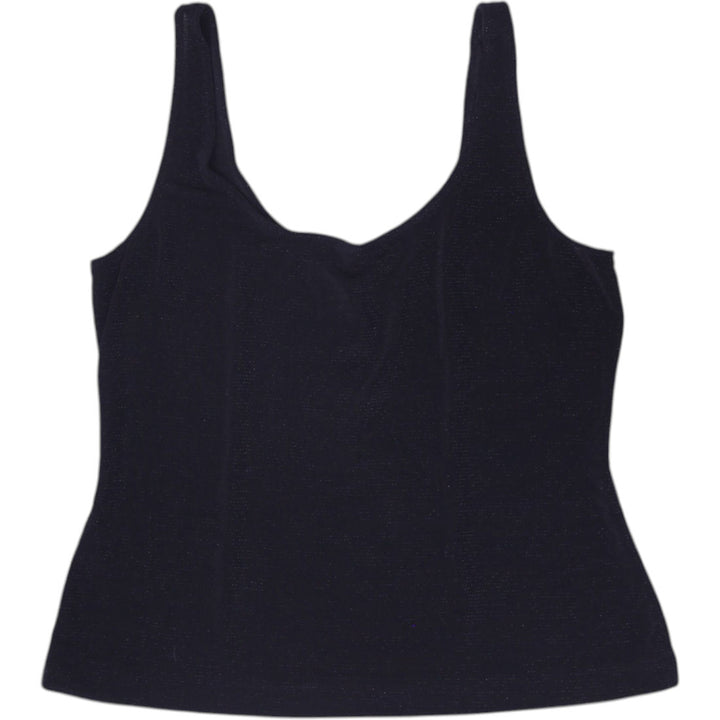 Y2K Ladies Alex Evenings Black Shimmer Metallic Tank Top Size Medium