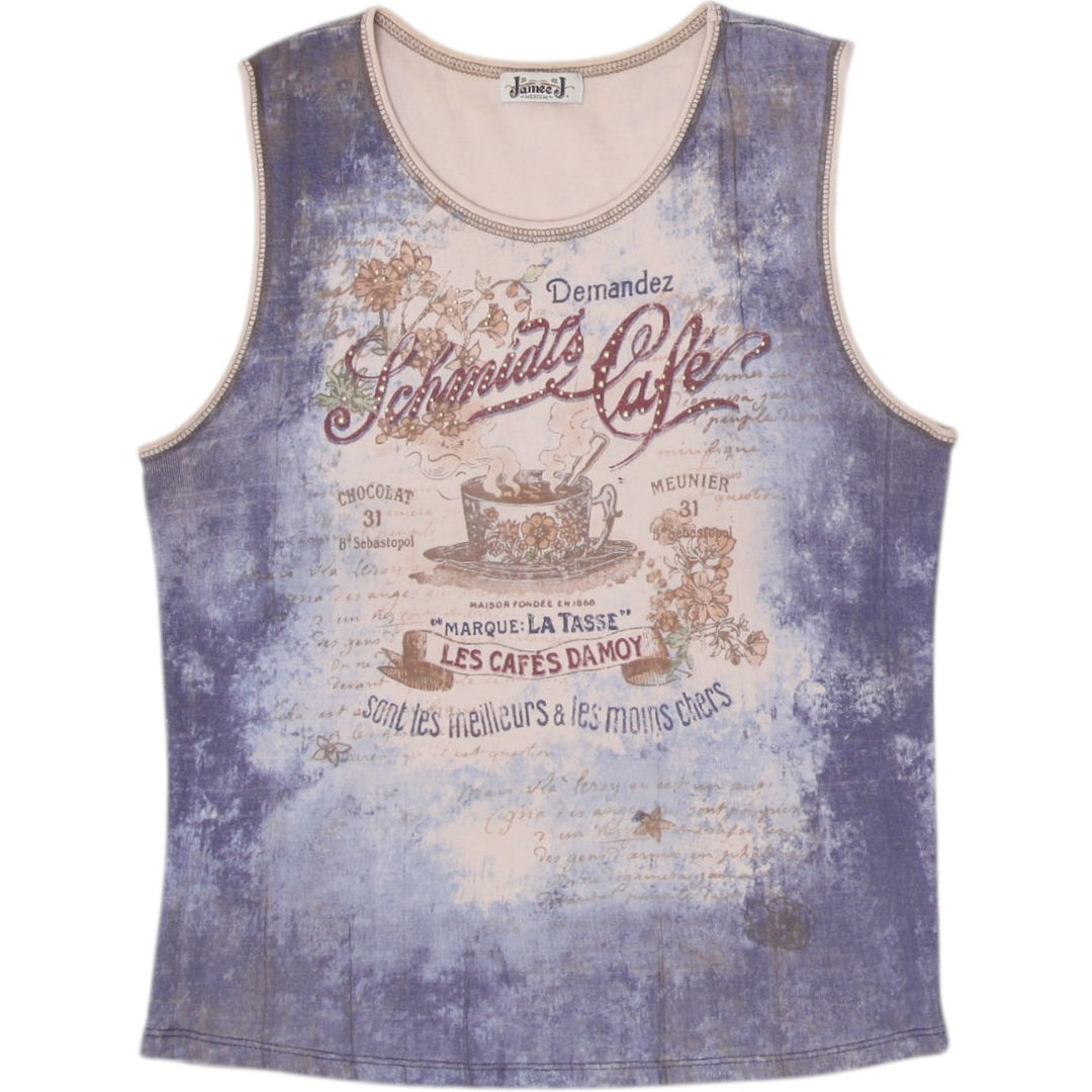 Y2K Ladies Jamee J Graphic Print Tank Top Size M