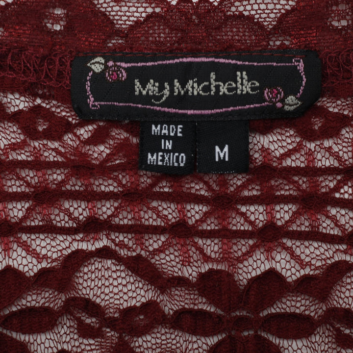 Y2K Ladies My Michelle Burgundy Floral Lace Cap Sleeve Top Size M