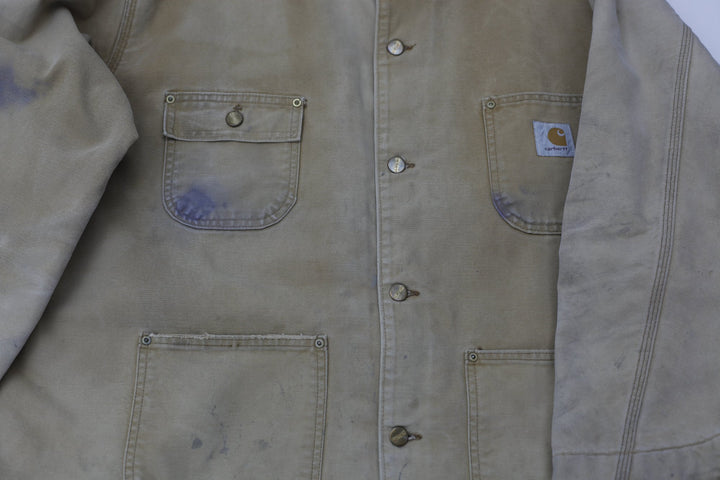 Vintage Carhartt 68LC Workwear Jacket Brown Distressed Canvas | Migration_Jackets - Detail View | Fashion Rerun