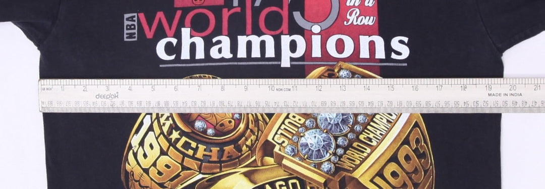 Vintage 1993 Chicago Bulls Salem Three Peat World Champions T-Shirt Made in USA | Migration_T-Shirts - View 1 | Fashion Rerun