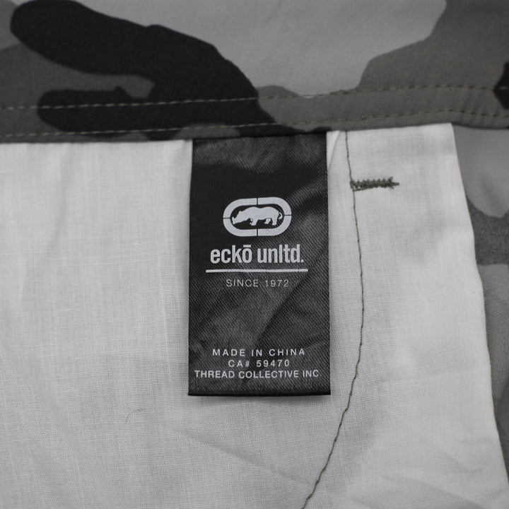 Y2K Mens Ecko Unltd Cargo Shorts Gray Camouflage Cotton Blend Size 36