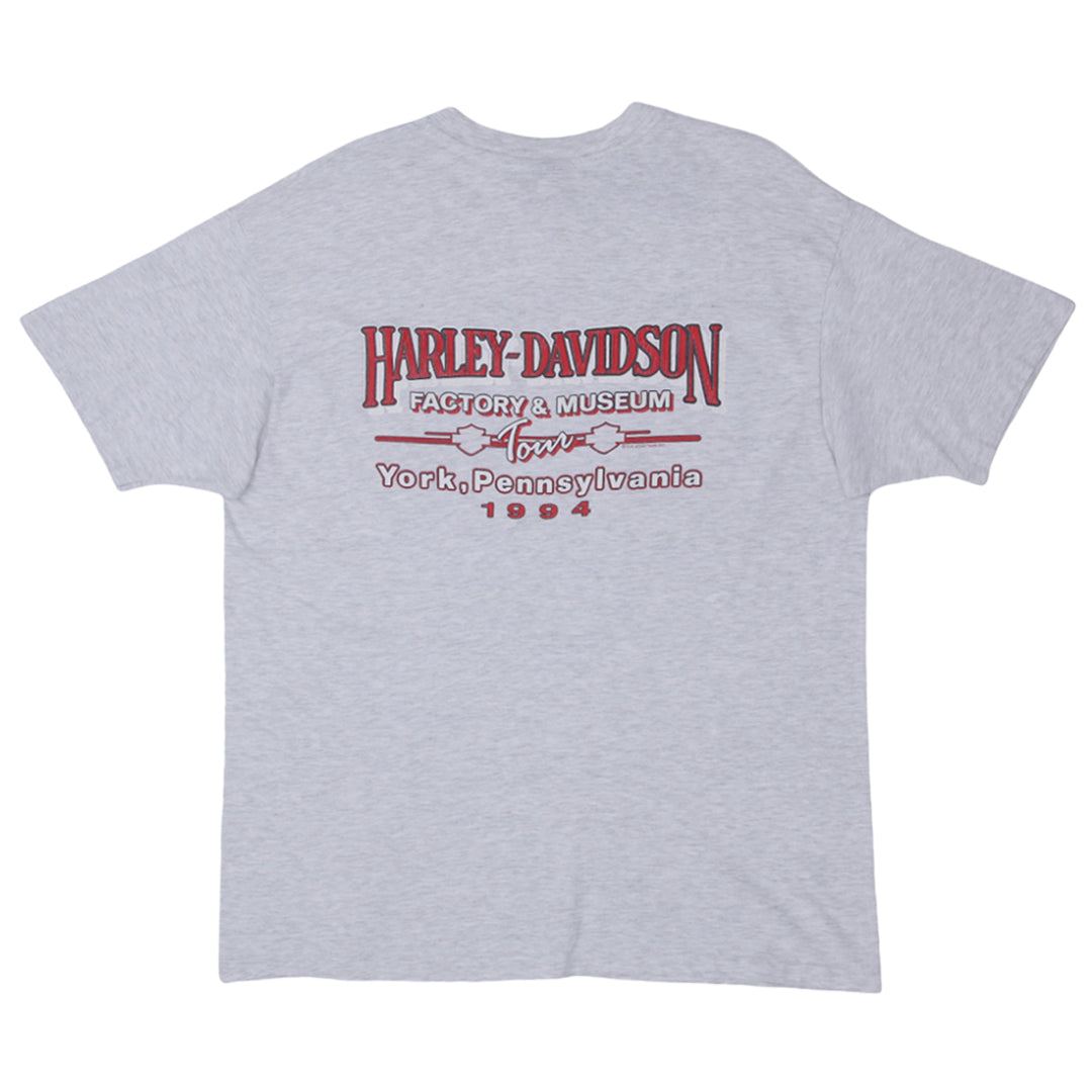 1994 Vintage The Harley Davidson York Museum Tour T-Shirt S.Stitch Made in USA XL - Fashion Rerun Vintage Migration_T-Shirt