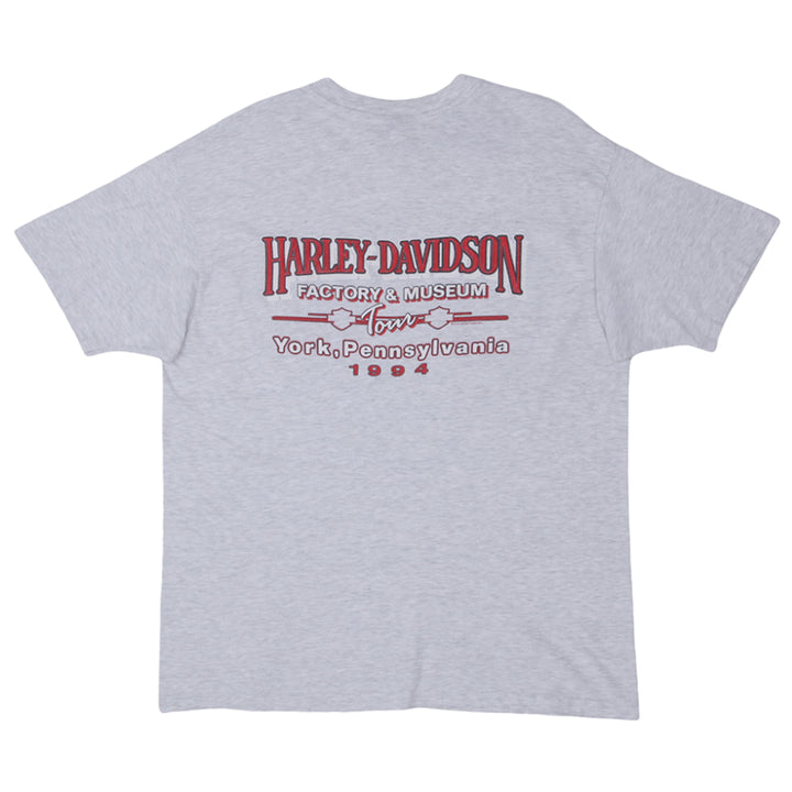 1994 Vintage The Harley Davidson York Museum Tour T-Shirt S.Stitch Made in USA XL - Fashion Rerun Vintage Migration_T-Shirt