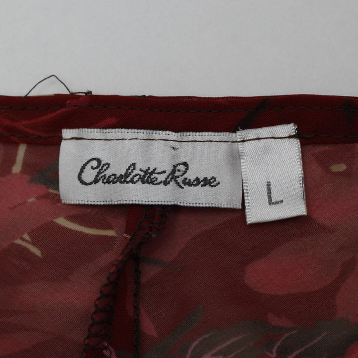 Y2K Ladies Charlotte Russe Floral Sheer Faux Wrap Top Size L