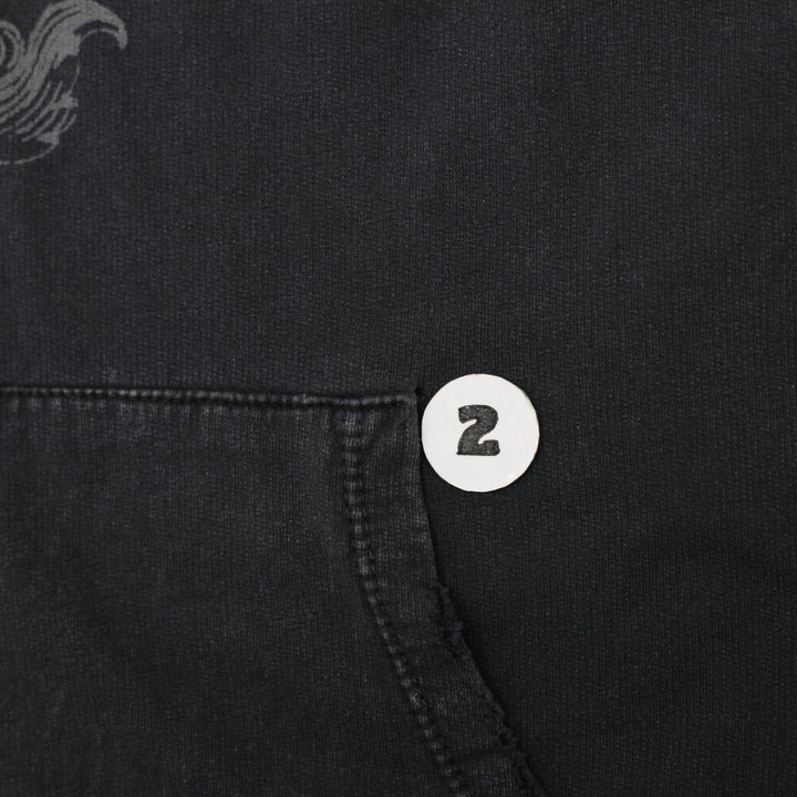 Y2K Mens Affliction Hoodie Black Graphic Large Wings Art Slightly Distressed