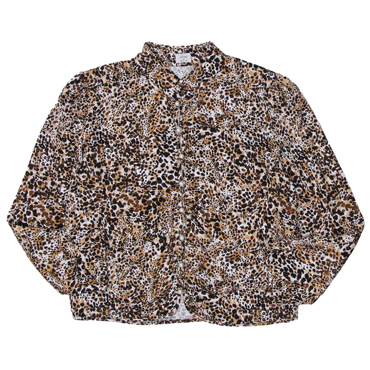 Ladies Wilfred Button Pearl Animal Print Blouse
