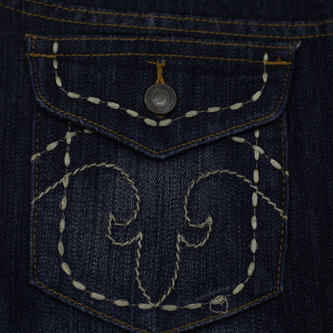 Y2K Ladies Cookie Jeans Low Rise Studded Denim Micro Mini Skirt Size L