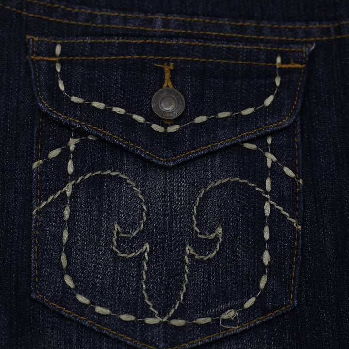 Y2K Ladies Cookie Jeans Low Rise Studded Denim Micro Mini Skirt Size L