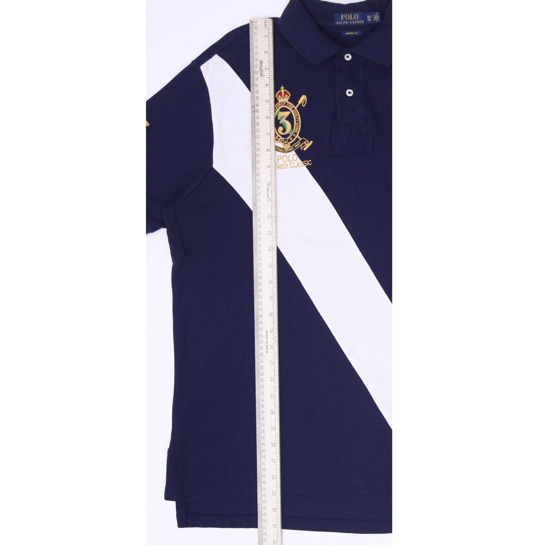 Mens Polo Ralph Lauren Big Pony Crest Sash Polo T-Shirt Navy Blue Size XL