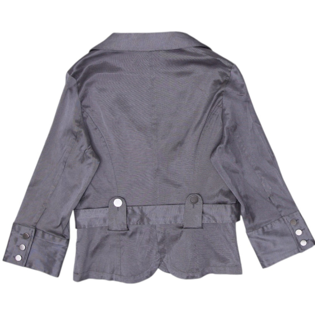 Y2K Gray Belted Fitted Jacket - Size L | Migration_Jackets - Side View | Fashion Rerun