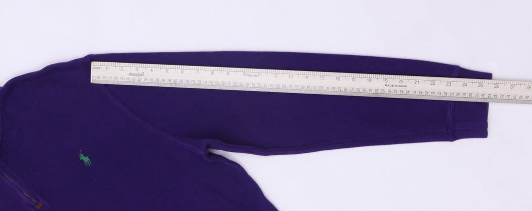 Mens Polo Ralph Lauren Sweater Purple 1/4 Zip Cotton Knitwear Size L