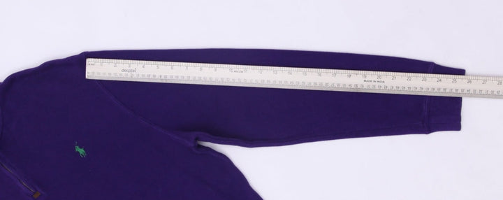 Mens Polo Ralph Lauren Sweater Purple 1/4 Zip Cotton Knitwear Size L
