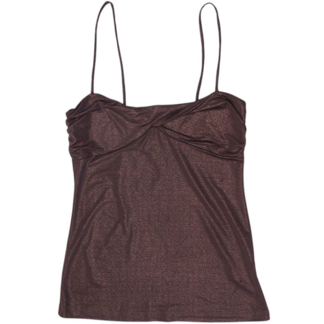 Y2K Ladies Sparkle Camisole Brown Spaghetti Strap Size S