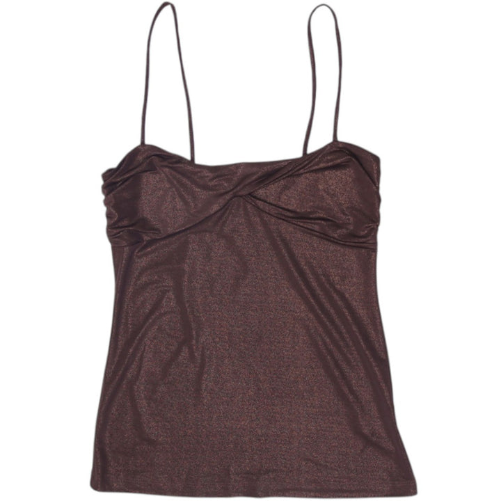 Y2K Ladies Sparkle Camisole Brown Spaghetti Strap Size S