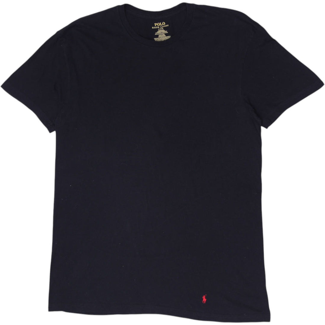 Mens Polo Ralph Lauren Black Classic Fit Crewneck T-Shirt Red Pony Hem Logo L