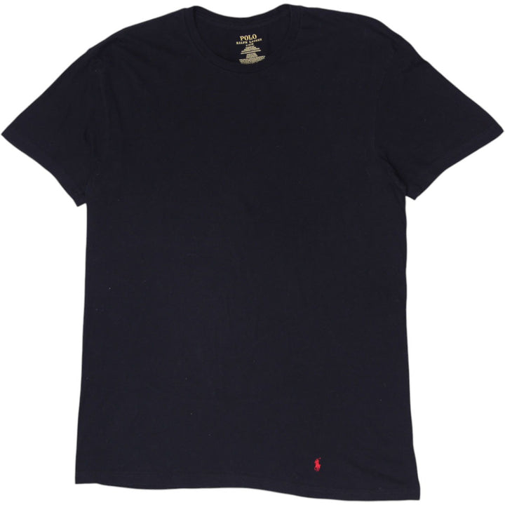 Mens Polo Ralph Lauren Black Classic Fit Crewneck T-Shirt Red Pony Hem Logo L