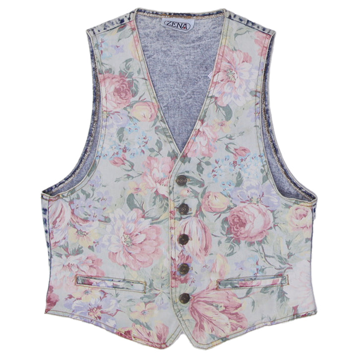 Ladies Zena Floral Denim Vest