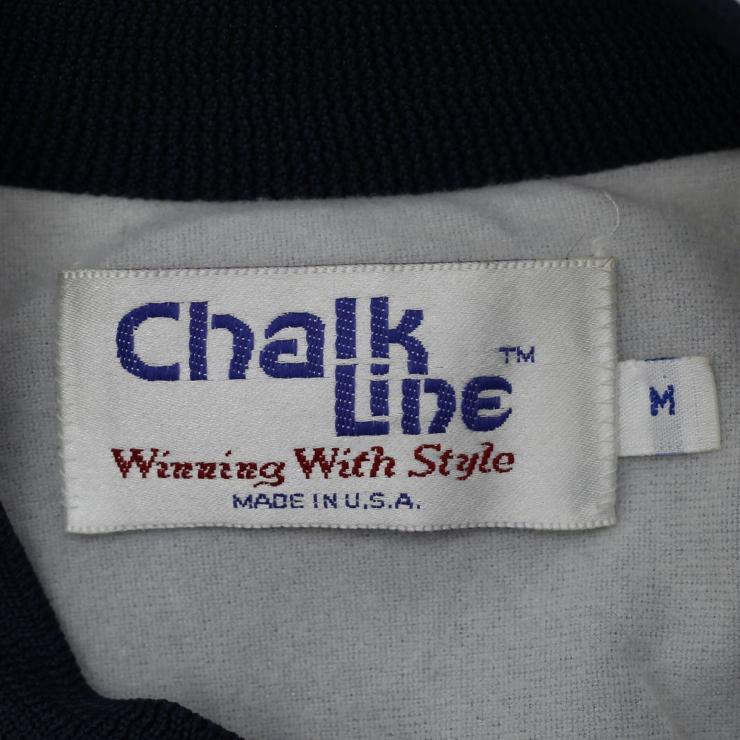 Vintage Mens Chalk Line Varsity Jacket Navy Team Logo Lightweight | Migration_Jackets - Back View | Fashion Rerun