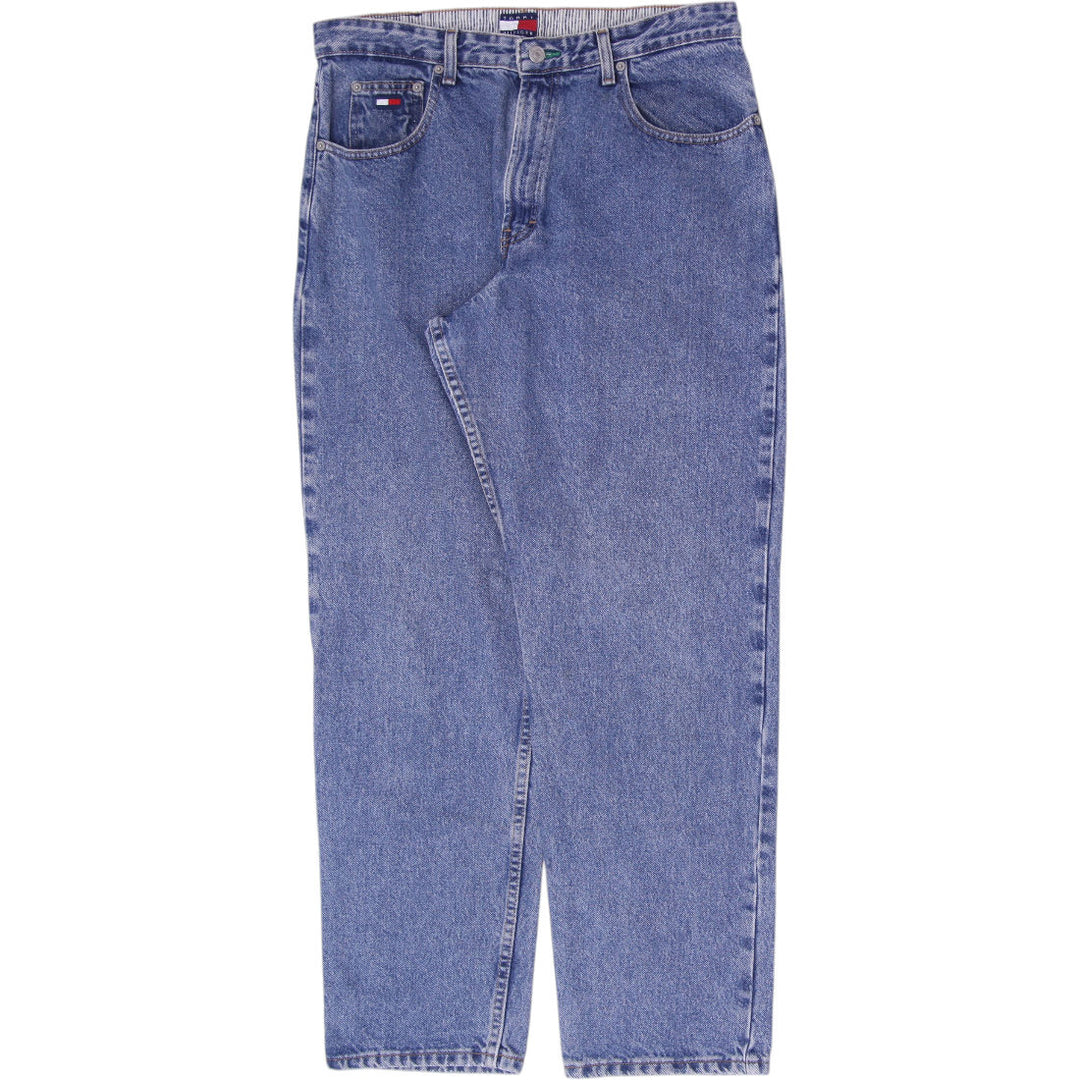Vintage Ladies Tommy Hilfiger Striped Waistband Straight Leg Jeans Size 16