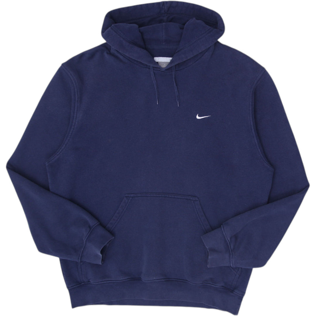 Vintage Mens Nike Hoodie Navy Blue Sweatshirt Swoosh Logo Pullover Size L