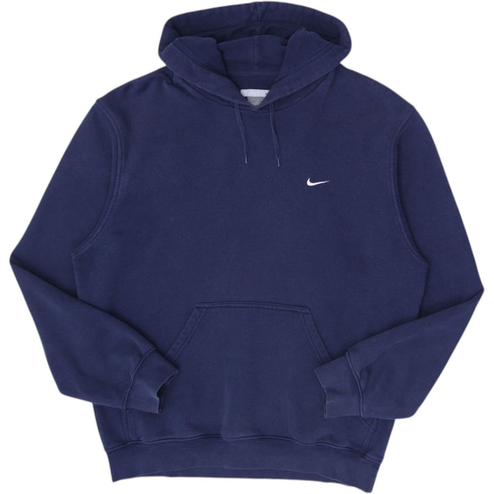 Vintage Mens Nike Hoodie Navy Blue Sweatshirt Swoosh Logo Pullover Size L