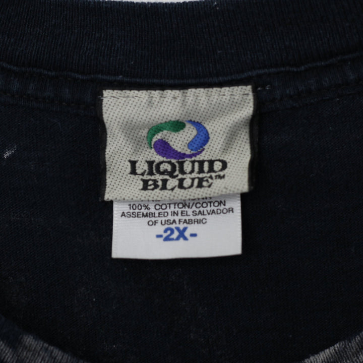 Vintage Mens Liquid Blue T-Shirt Black Wolf Graphic Cotton | Migration_T-Shirts - Back View | Fashion Rerun