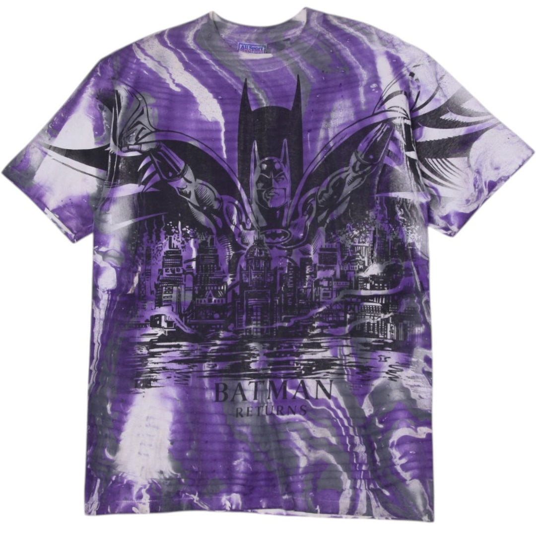 Vintage 1991 DC Comics Batman Returns All Over Print AOP T-Shirt Made In USA XL | Migration_T-Shirts | Fashion Rerun