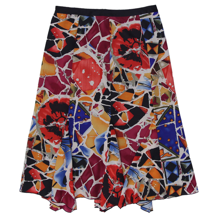 Y2K Ladies Peter Nygard Multicolor Abstract Print Silk Skirt