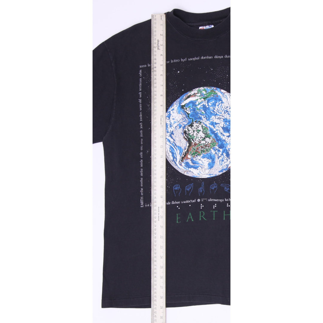 Vintage 1992 Hanes Earth All Languages Graphic T-Shirt Made in USA Size L