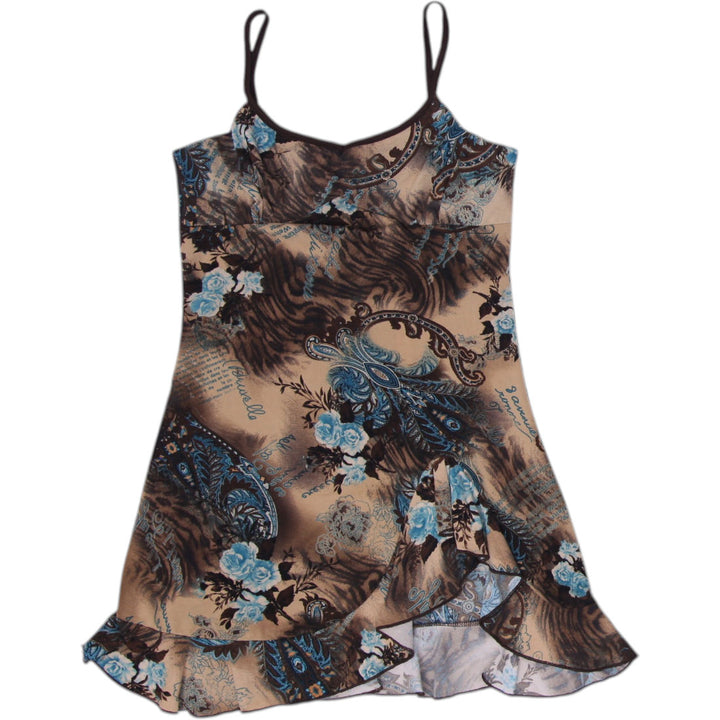 Y2K Ladies Pelican Cove Mini Dress Multi Color Floral Spaghetti Straps Size S