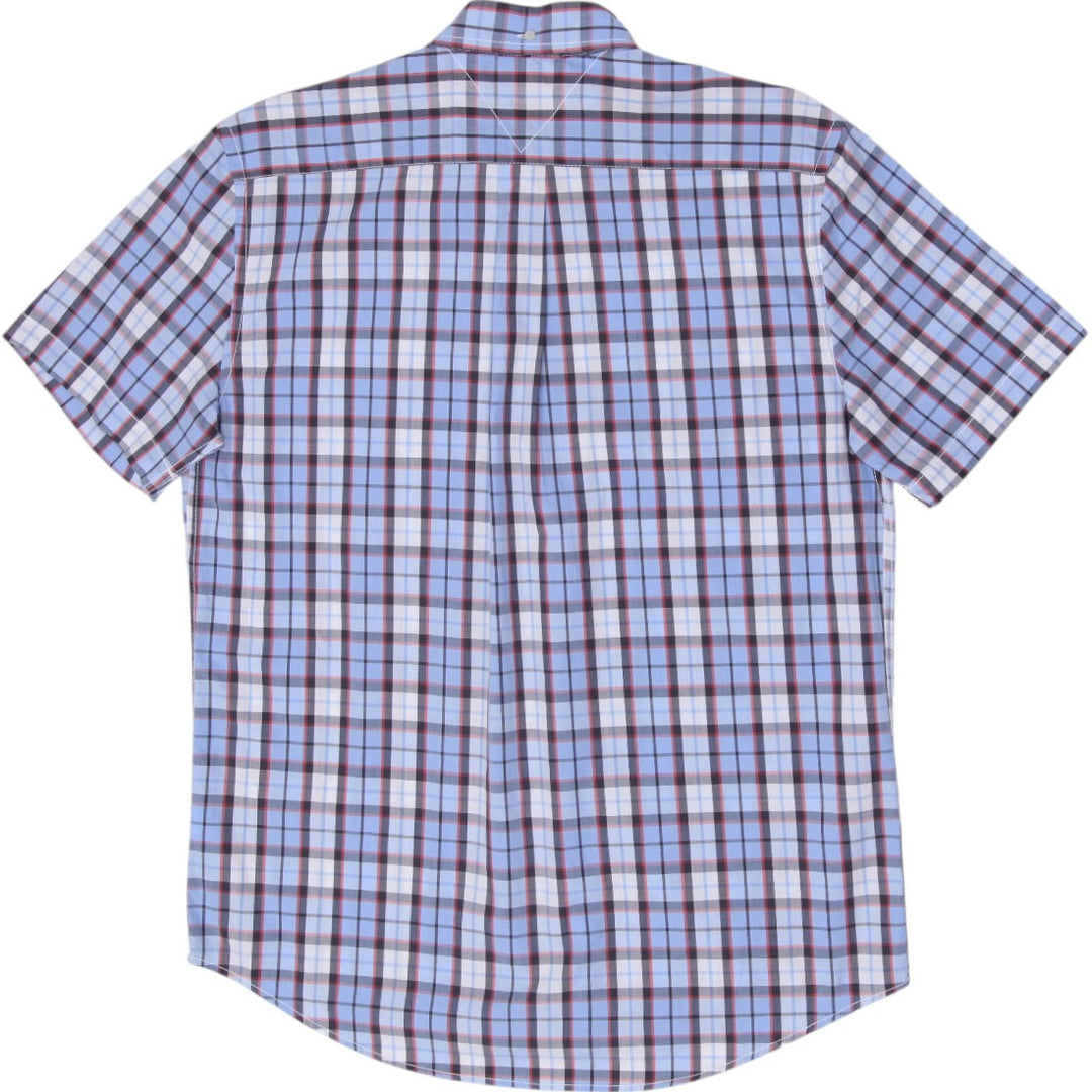 Mens Tommy Hilfiger Plaid Short Sleeve Button Down Pocket Shirt Size L