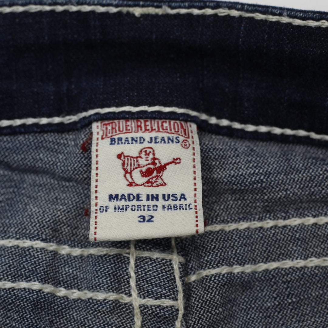 Y2K Ladies True Religion Brand Jeans Dark Wash Denim Contrast Stitching Size 32