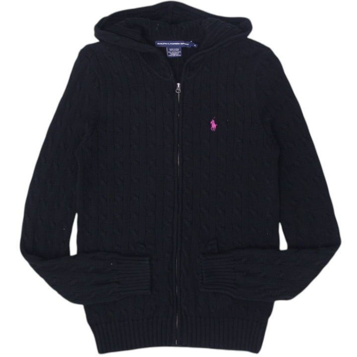 Vintage Ladies Ralph Lauren Sports Cable Knit Zipper Hoodie XL | Migration_Hoodies RL Collection | Fashion Rerun